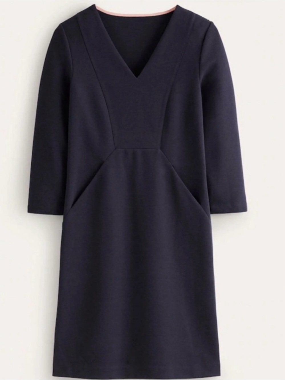 EUC Boden Ottoman Black V-Neck Long Sleeve Shift Dress